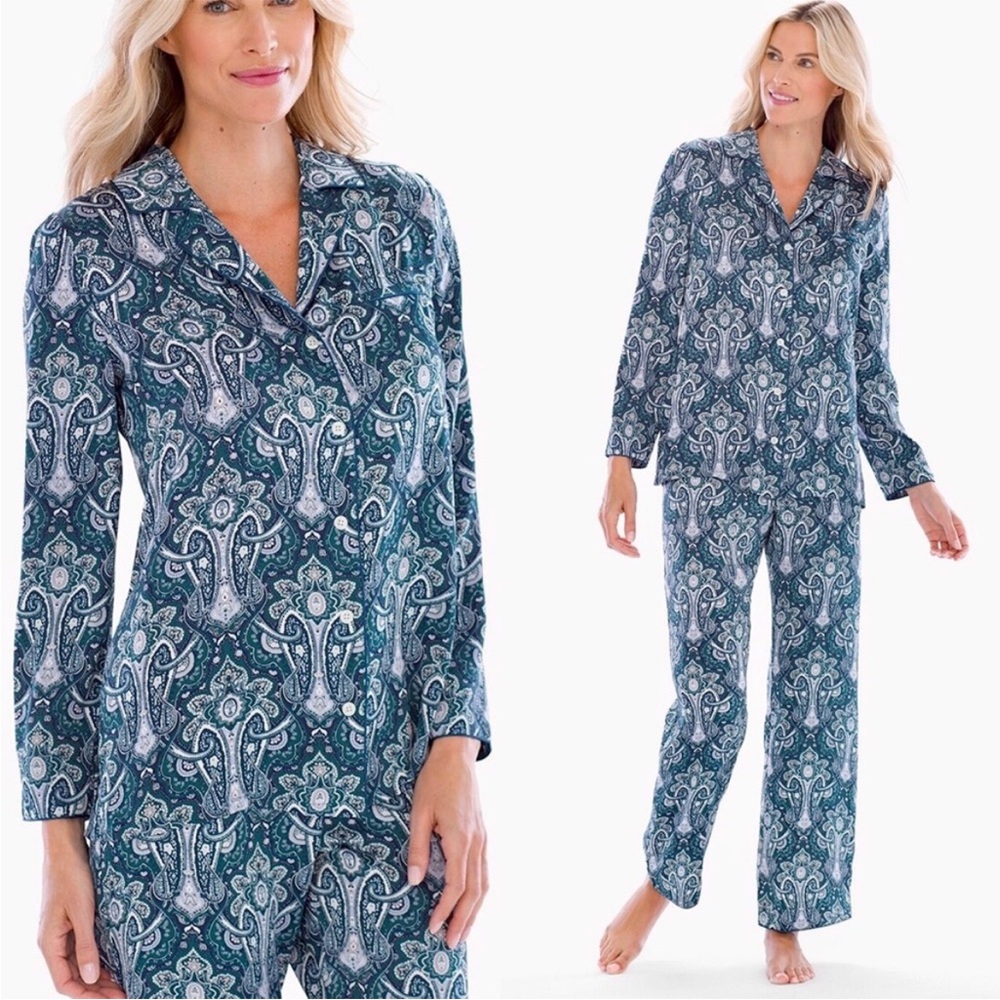 Soma Women's Paisley Print Pajama 2 Piece Set. Size Small